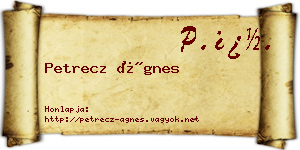 Petrecz Ágnes névjegykártya