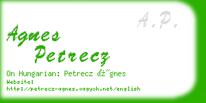 agnes petrecz business card